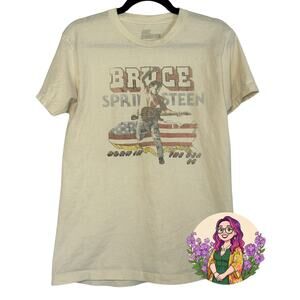 Bruce Springsteen Born In The USA 85 Graphic Tee Cream Rock Band T-Shirt Large